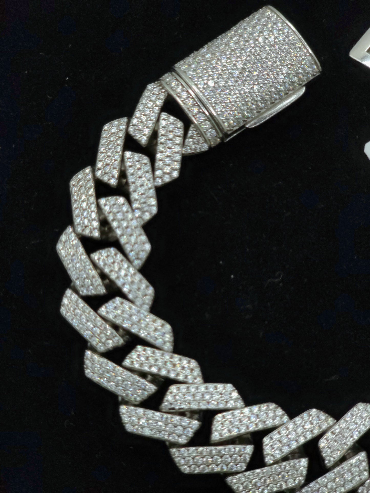 Stunning 10mm Sterling Silver Micro Pave Moissanite Bracelet - 8.5'' - VVS1.1 Clarity & GRA Certified