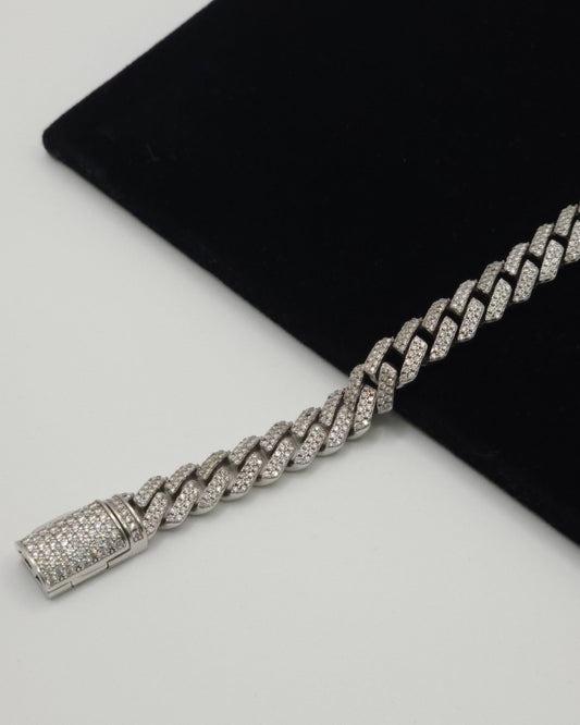 Stunning 8mm Sterling Silver Micro Pavé Moissanite Bracelet - 8'' - VVS1.1 Clarity & GRA Certified