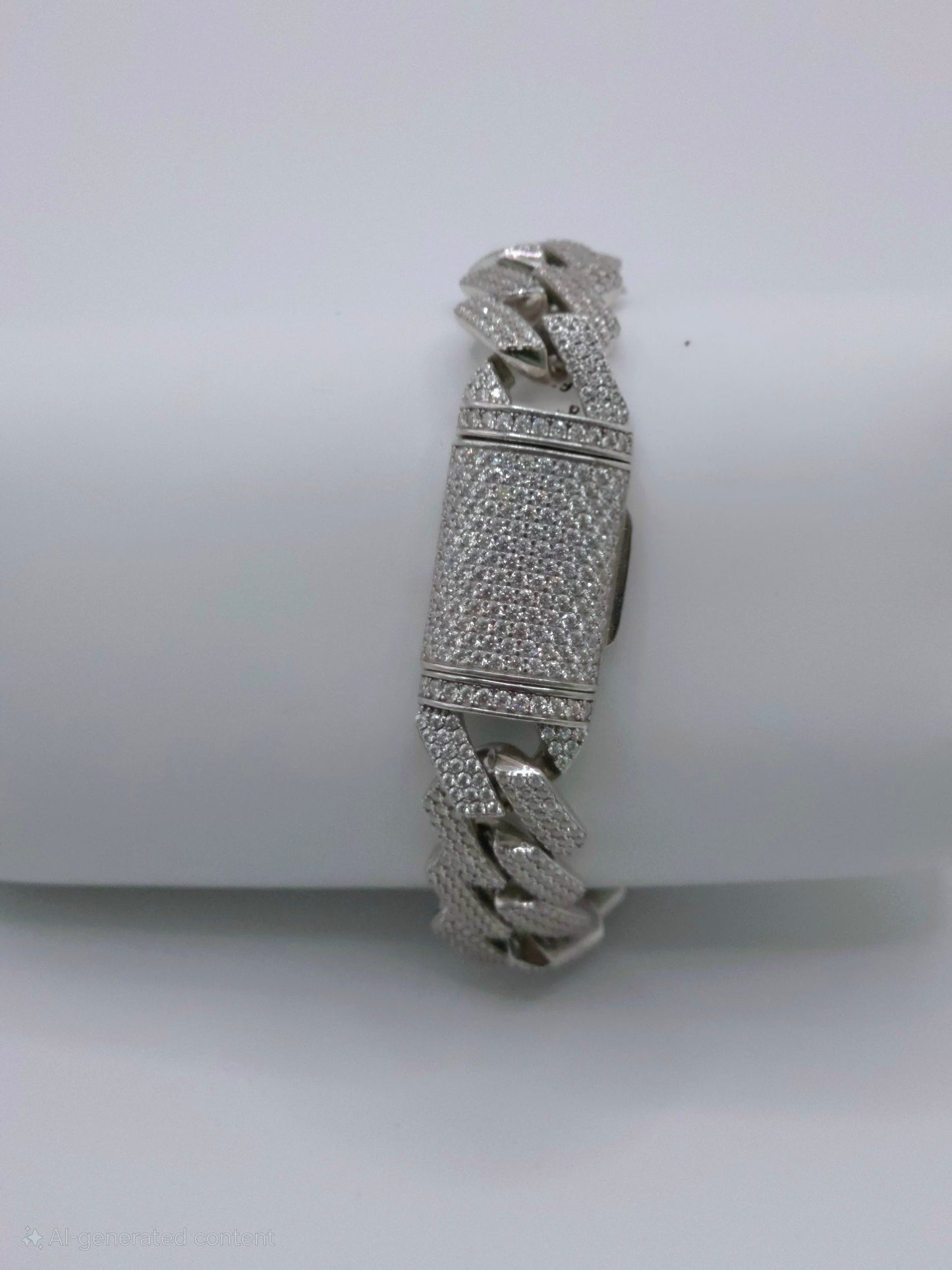 Stunning 10mm Sterling Silver Micro Pave Moissanite Bracelet - 8.5'' - VVS1.1 Clarity & GRA Certified