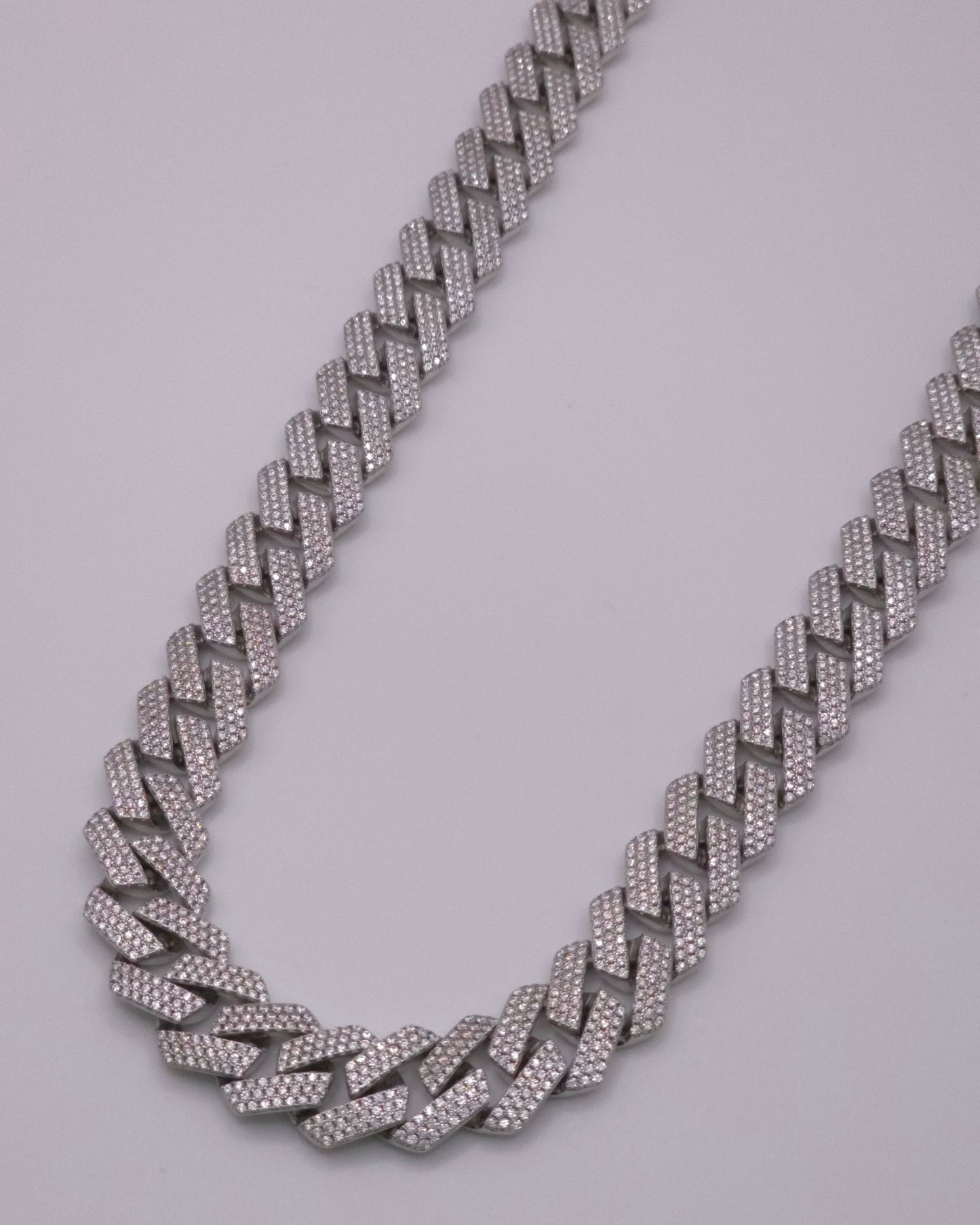 Dazzling 8mm Sterling Silver Micro Pave Moissanite Necklace - 22" - VVS1 & GRA Certified