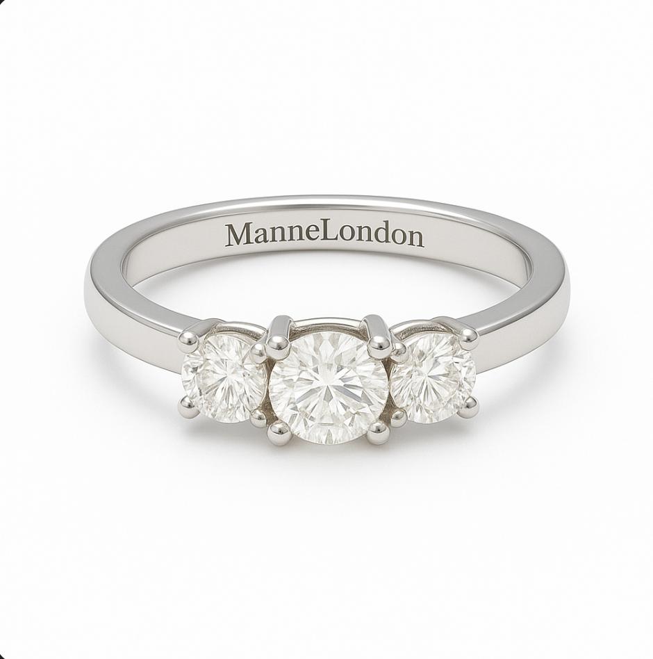 0.3ct D-Colour Moissanite Trilogy Ring - GRA Certified