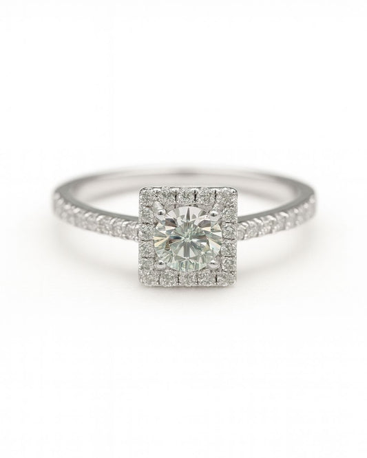 Diamond ring with a white background