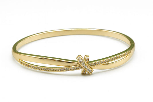 14ct Elegant Knot Gold Plated Bangle Bracelet