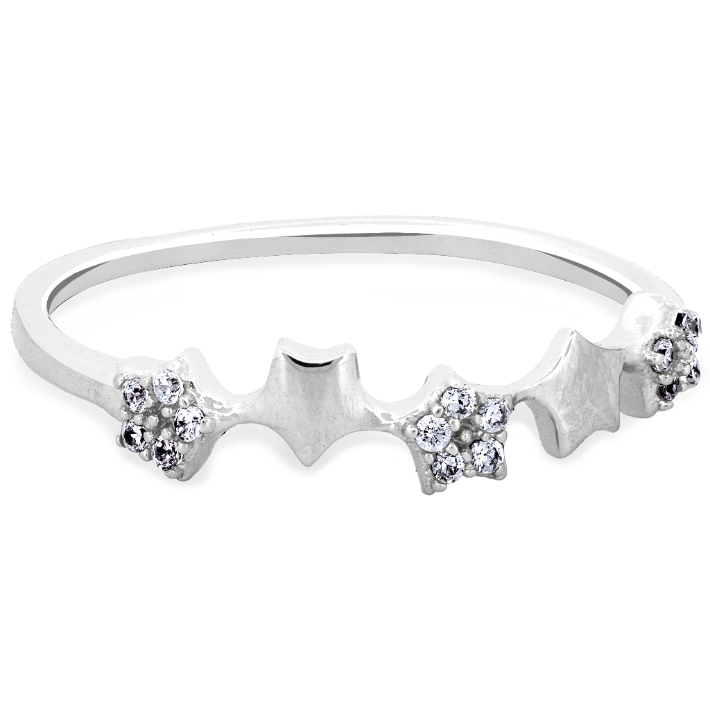 Sterling Silver Whimsical Star & Shape CZ Ring