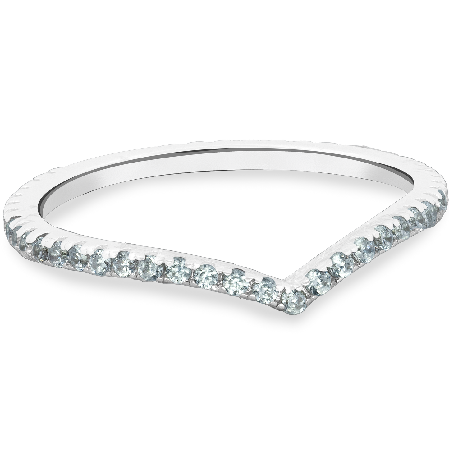 Sterling Silver Chevron CZ Stacking Ring