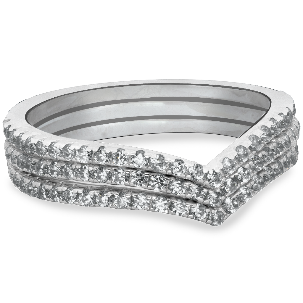 Sterling Silver Chevron CZ Stacking Ring