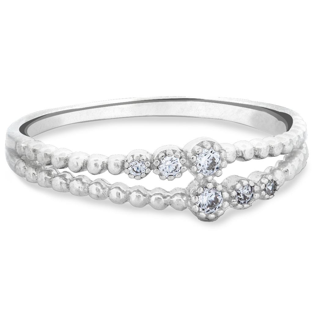 Sterling Silver Double Band CZ Accent Ring