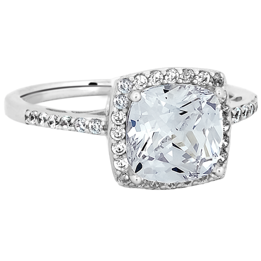 Sterling Silver Sparkling Cubic Zirconia Pave Ring
